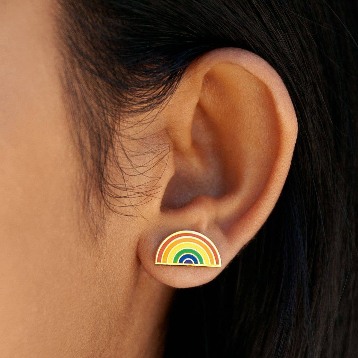 Pride Rainbow Earrings 24k Gold Plated - Post