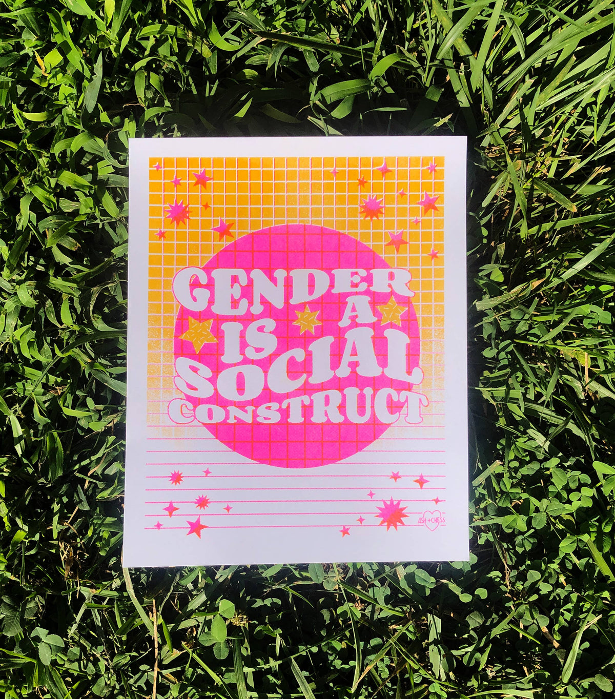 8"x10" Gender Is A Social Construct Risograph Print by Ash + Chess